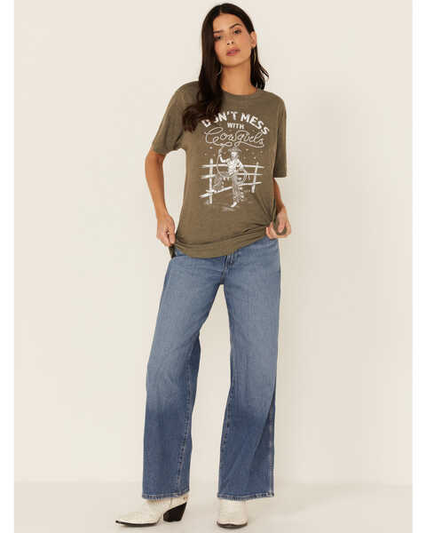 Image #2 - Ali Dee Women's Don't Mess with Cowgirls Graphic Tee, Olive, hi-res