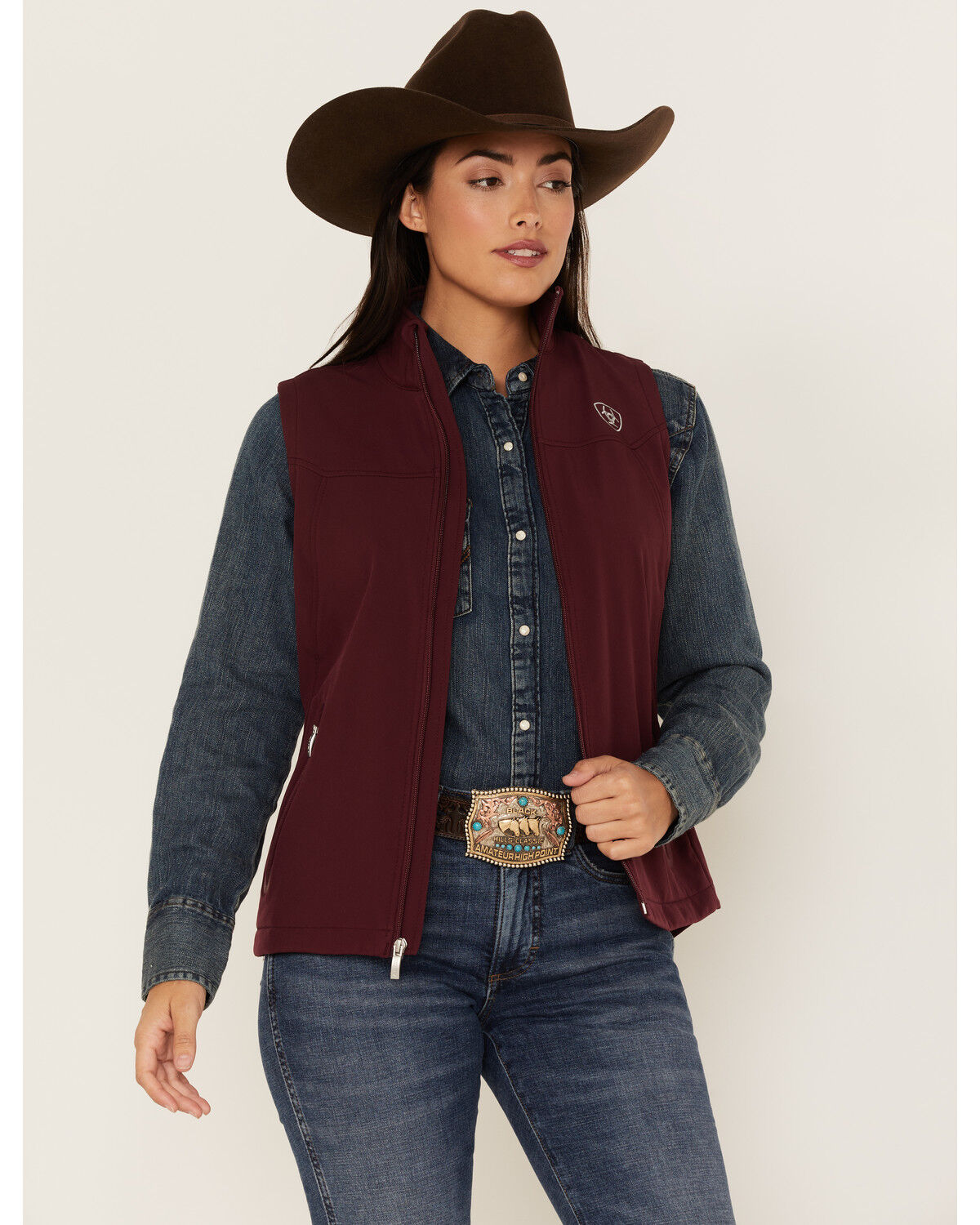 Image #1 - Ariat Women's Logo Embroidered New Team Softshell Vest, , hi-res