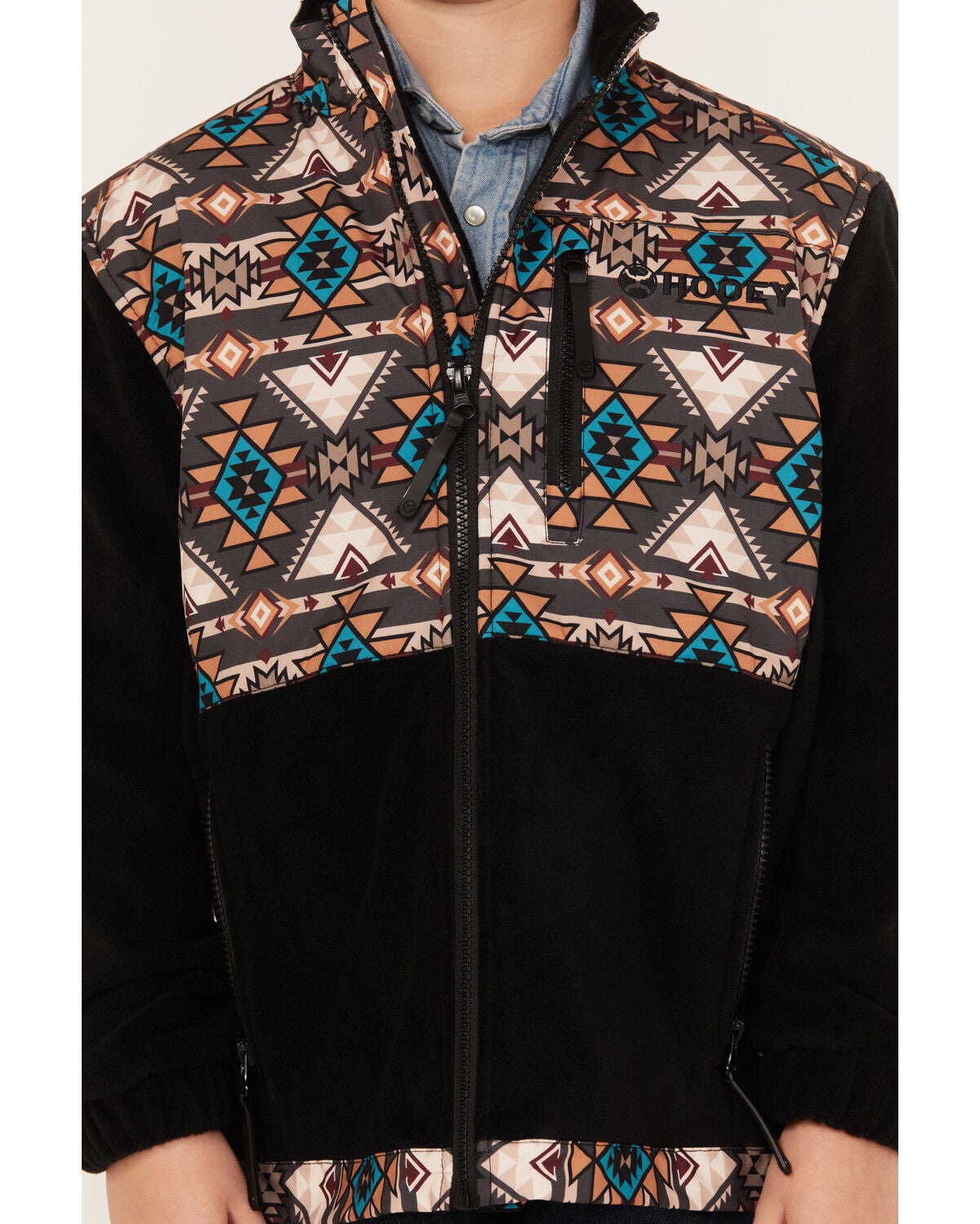 Image #3 - Hooey Boys' Southwestern Print Color Block Zip Softshell Jacket, , hi-res