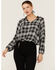 Image #1 - Wild Moss Women's Long Sleeve Tie Neck Peasant Blouse, Black, hi-res