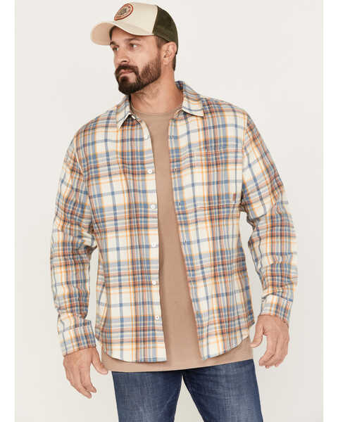Image #1 - Brothers and Sons Men's Casual Plaid Print Long Sleeve Woven Shirt, Brown, hi-res