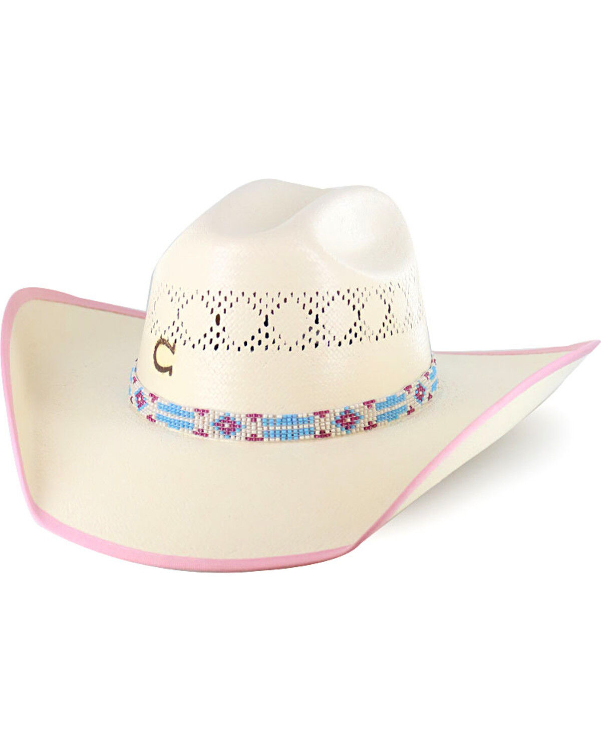 Image #1 - Charlie 1 Horse Girls' Gracie Straw Cowboy Hat, Natural, hi-res