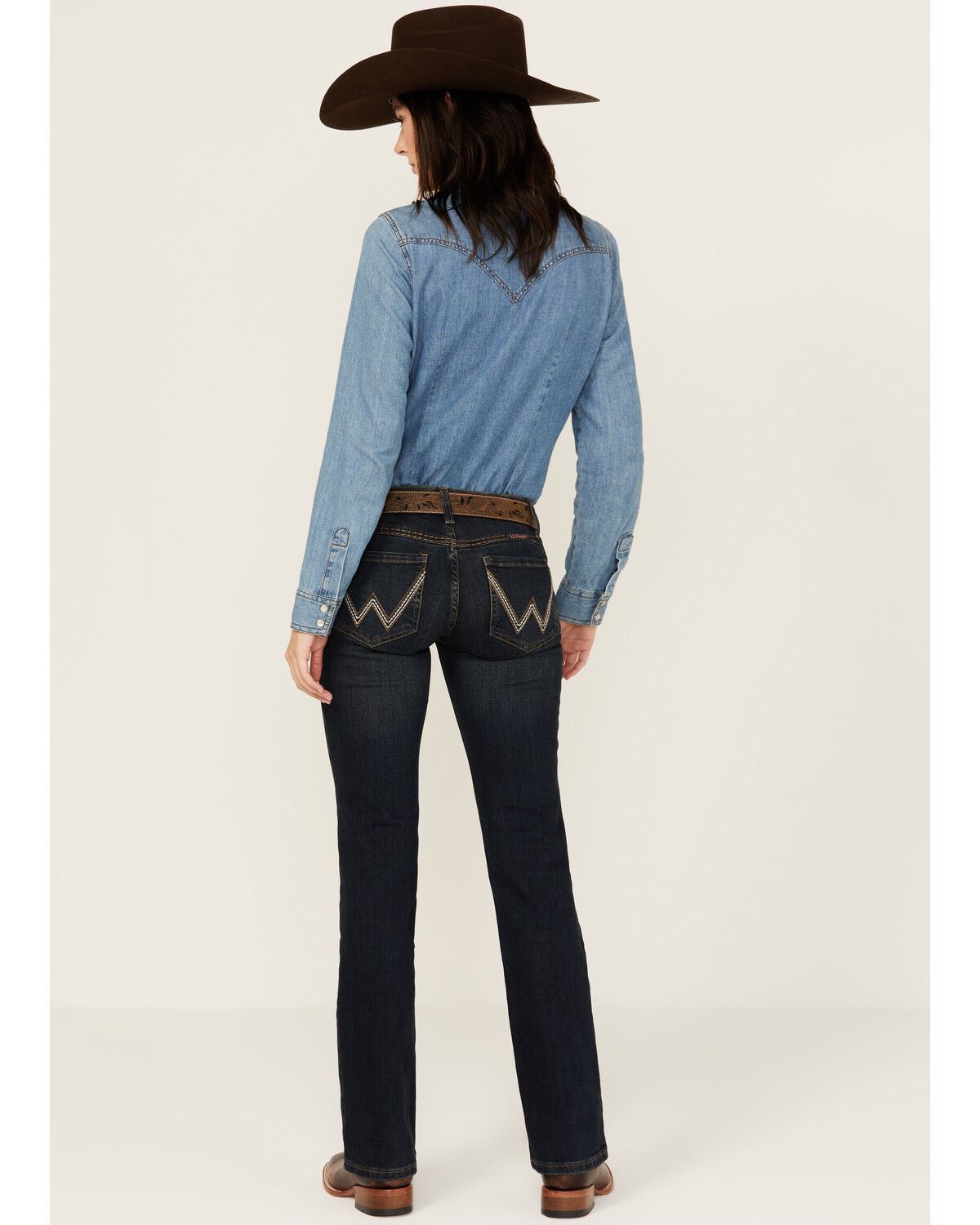 Image #1 - Wrangler Women's Shiloh Dark Wash Low Rise Ultimate Riding Stretch Bootcut Jeans, Dark Wash, hi-res