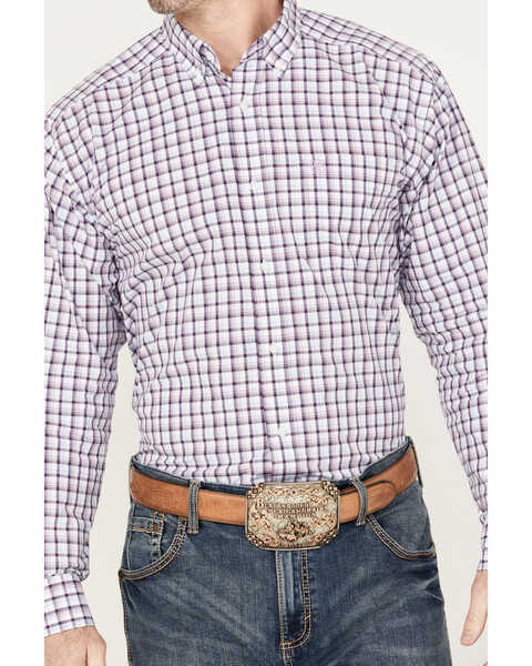 Image #3 - Ariat Men's Meir Plaid Long Sleeve Button Down Western Shirt - Tall, Purple, hi-res
