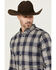Image #2 - Cody James Men's Howdy Plaid Print Long Sleeve Button-Down Stretch Western Shirt, Navy, hi-res