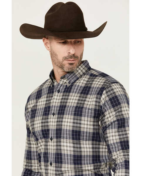 Image #2 - Cody James Men's Howdy Plaid Print Long Sleeve Button-Down Stretch Western Shirt , Navy, hi-res