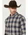 Image #2 - Cody James Men's Howdy Plaid Print Long Sleeve Button-Down Stretch Western Shirt , Navy, hi-res