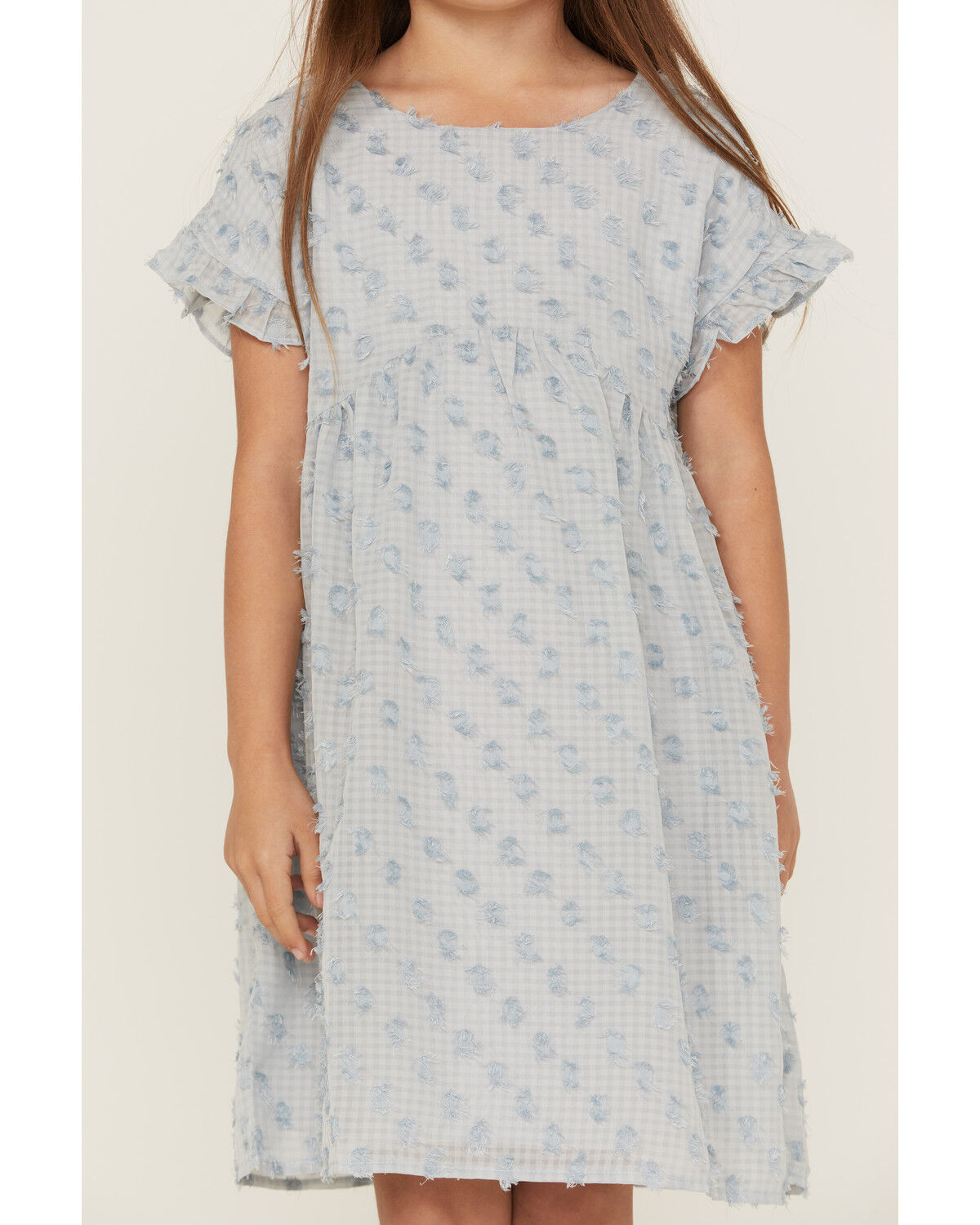 Image #3 - Hayden Girls' Ruffle Sleeve Swiss Dot Tunic Mini Dress, Blue, hi-res