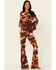 Idyllwind Women's Tie-Dye Print Fringe Sweatshirt , Rust Copper, hi-res
