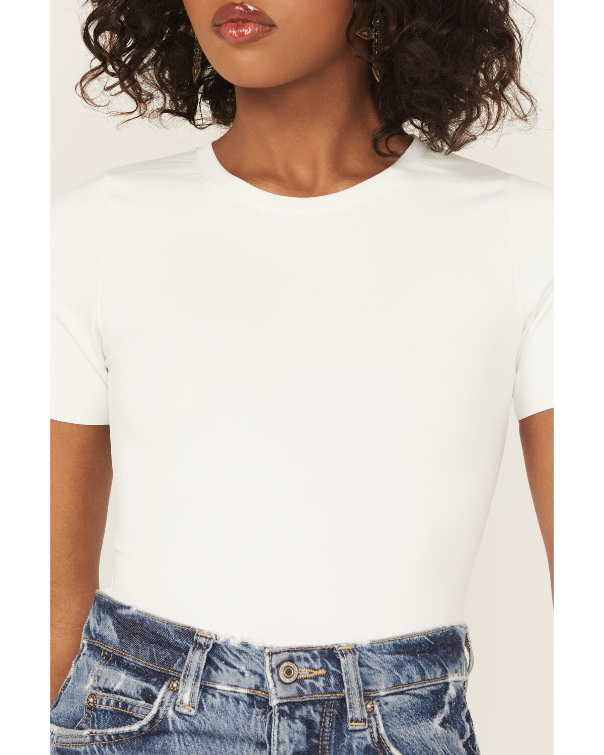 Image #3 - Good American Women's Scuba Solid Short Sleeve Bodysuit, White, hi-res