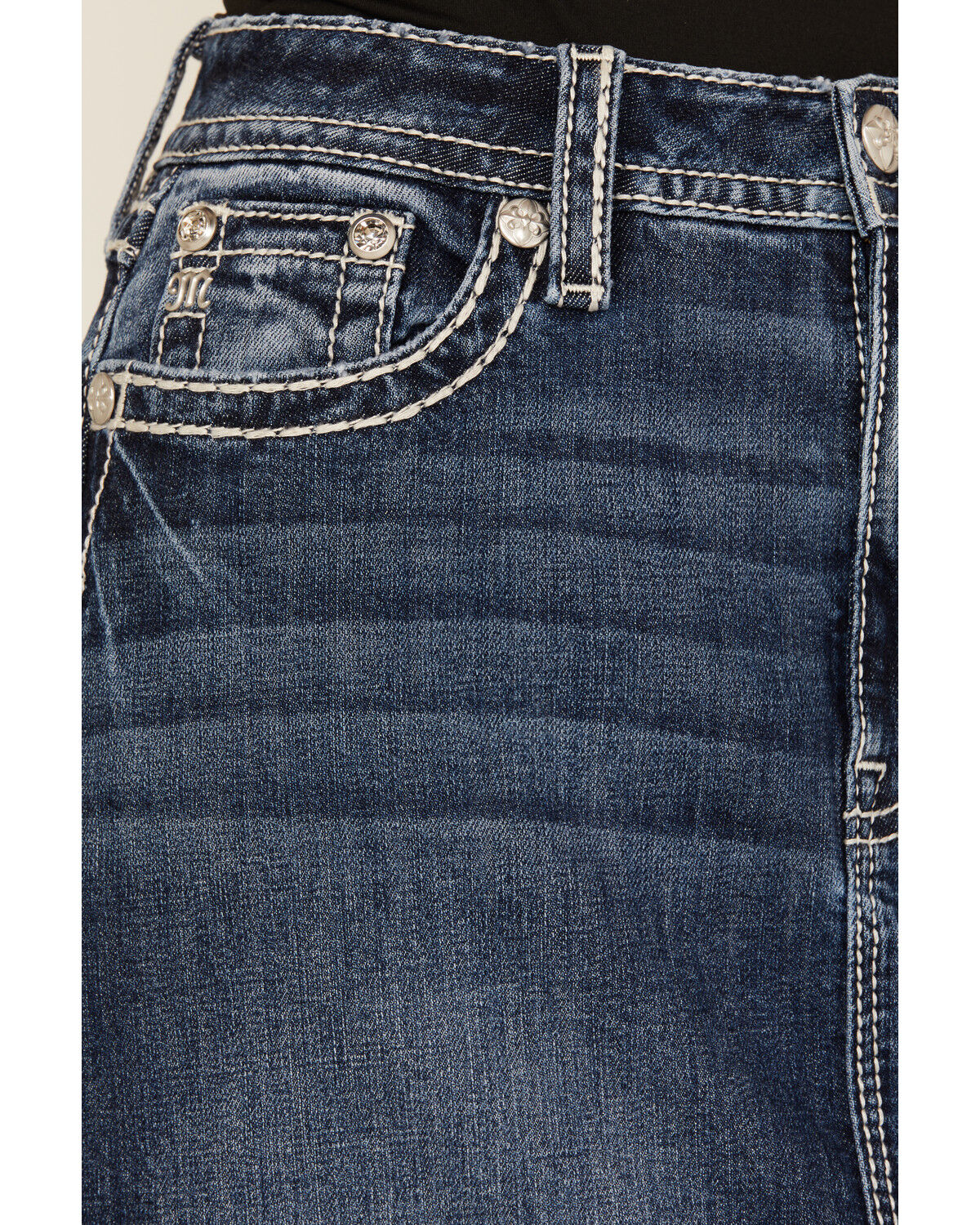 Image #2 - Miss Me Women's Dark Wash Denim Midi Skirt, Dark Wash, hi-res
