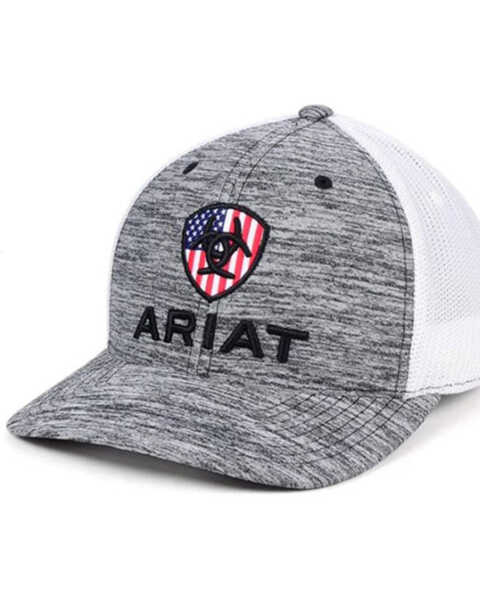 Image #1 - Ariat Boys' Flag Logo Ball Cap , Grey, hi-res