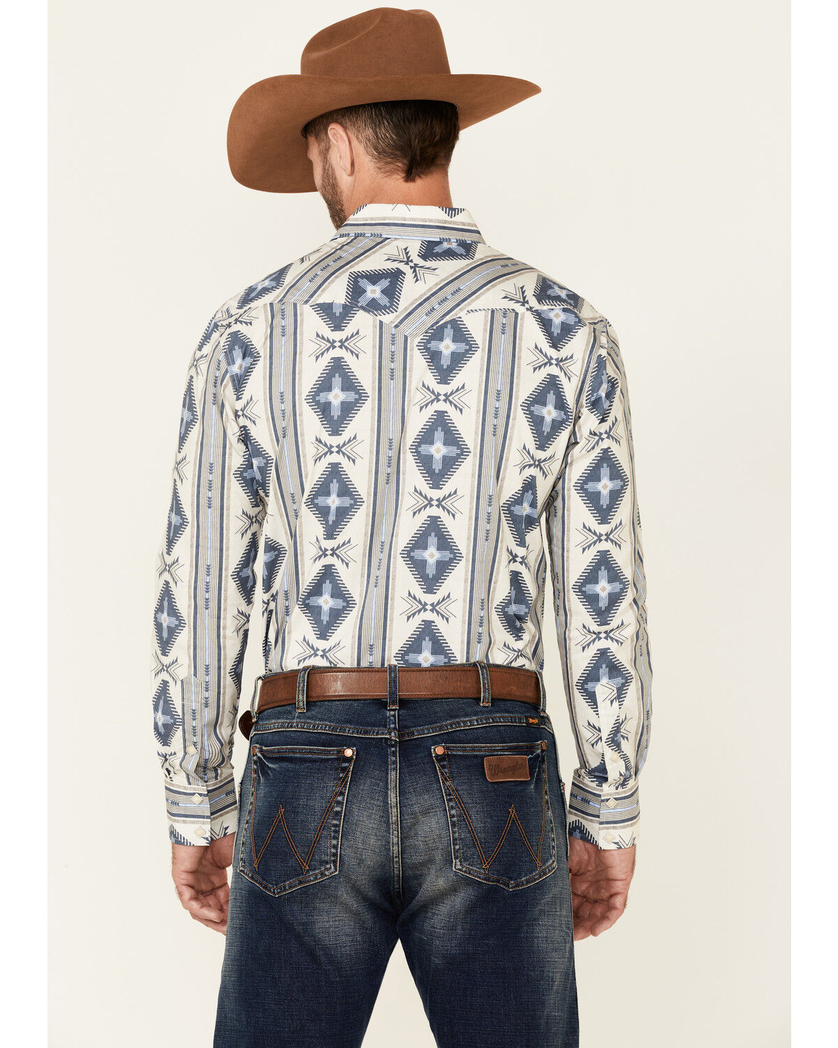 Image #4 - Rock & Roll Denim Men's Navy Southwestern Print Long Sleeve Snap Western Shirt, , hi-res