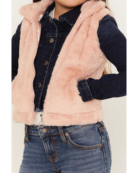 Image #3 - Urban Republic Girls' Faux Fur Vest , Pink, hi-res
