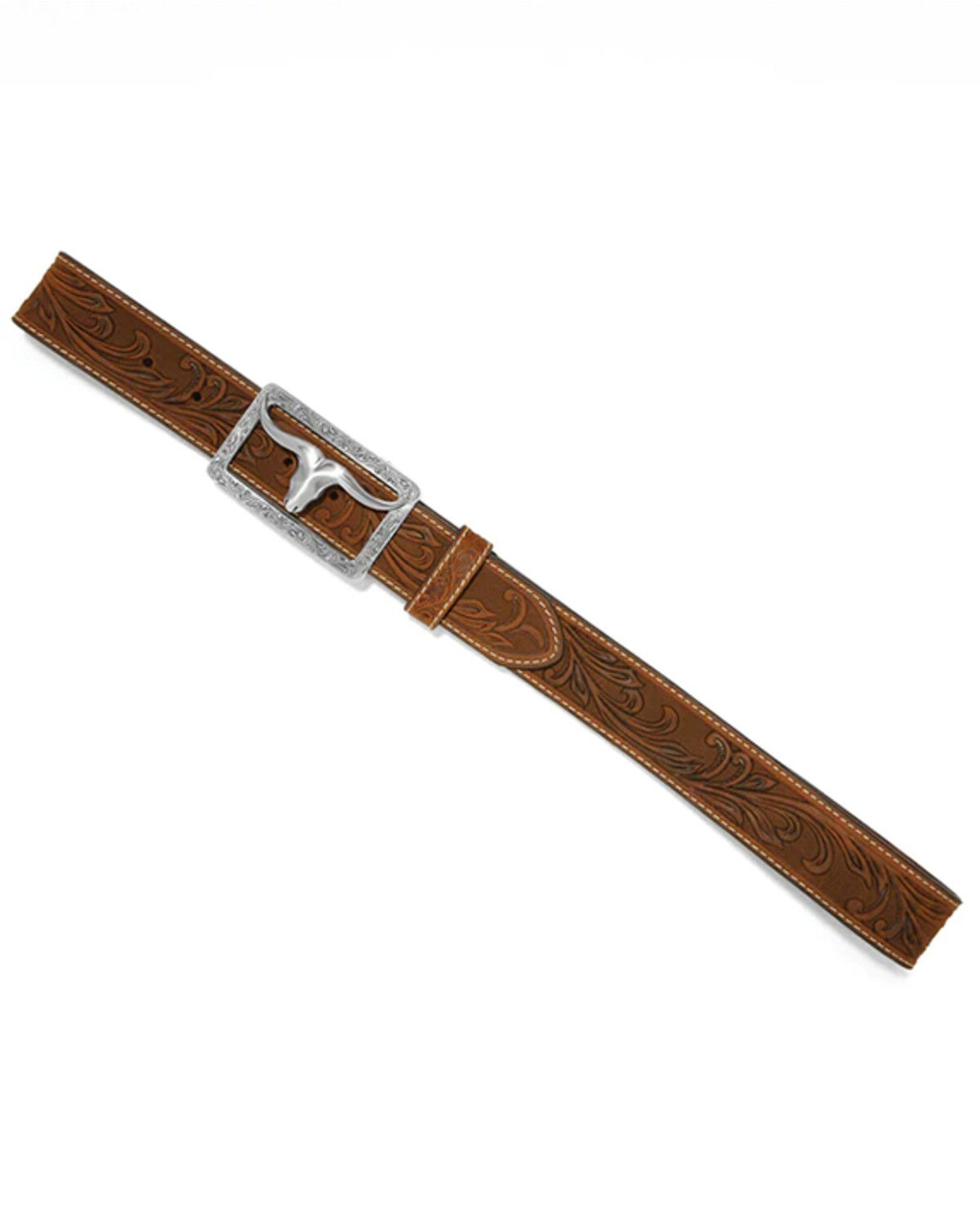 Image #3 - Tony Lama Men's Stockyard Leather Belt, Brown, hi-res