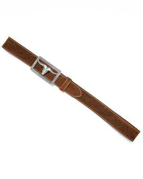 Image #3 - Tony Lama Men's Stockyard Leather Belt , Brown, hi-res