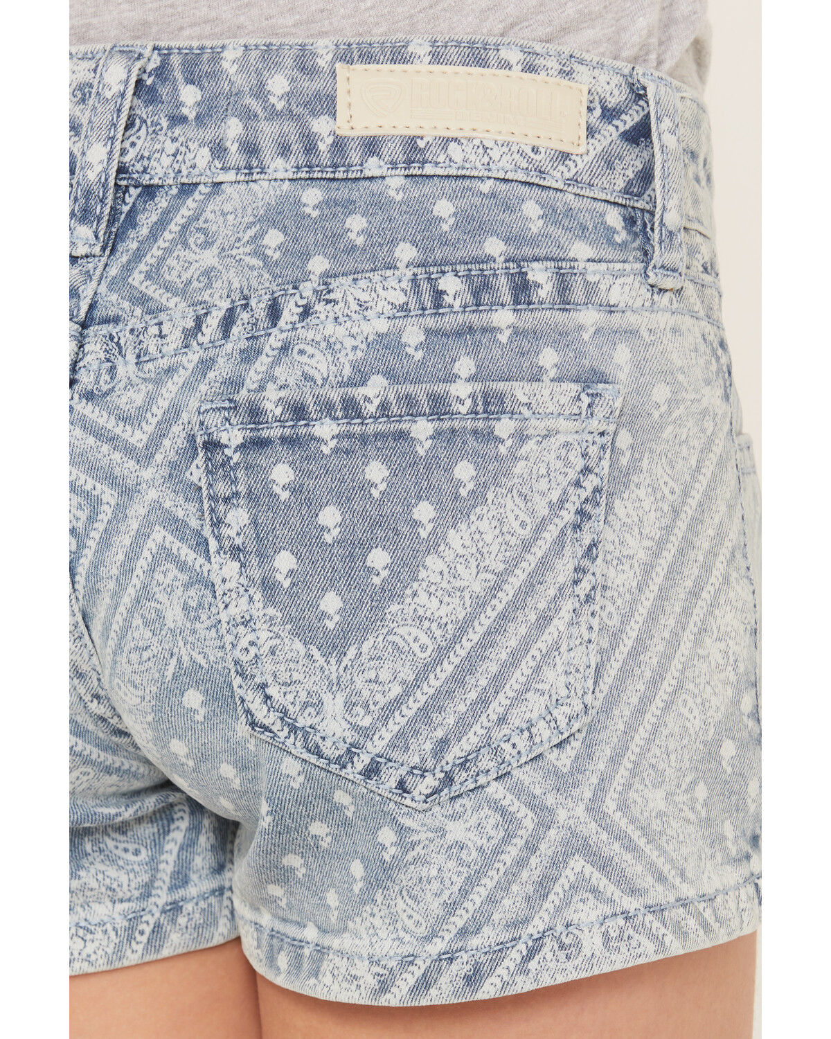 Image #4 - Rock & Roll Denim Girls' Light Wash Bandana Print Shorts, Blue, hi-res