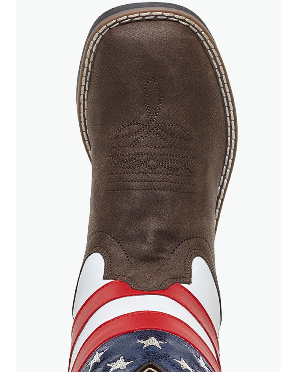 Image #6 - Old West Little Boys' Americana Western Boots - Broad Square Toe, Red/white/blue, hi-res
