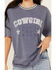 Image #3 - Youth in Revolt Women's Cowgirl 92 Short Sleeve Graphic Tee, Blue, hi-res