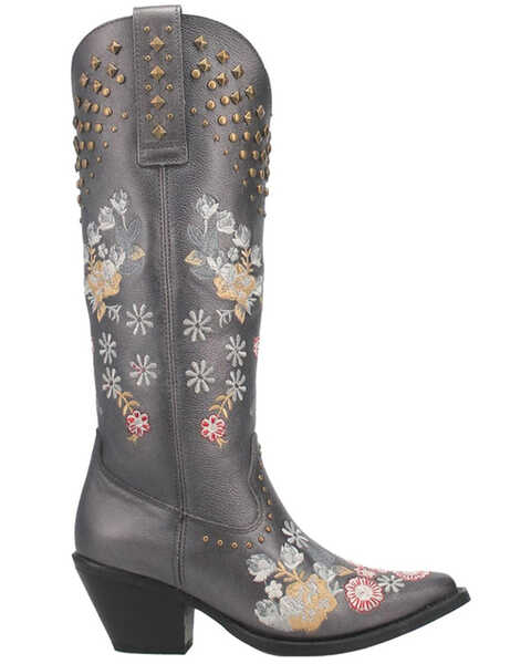 Dingo Women's Poppy Floral Western Tall Boots - Snip Toe, Dark Grey, hi-res