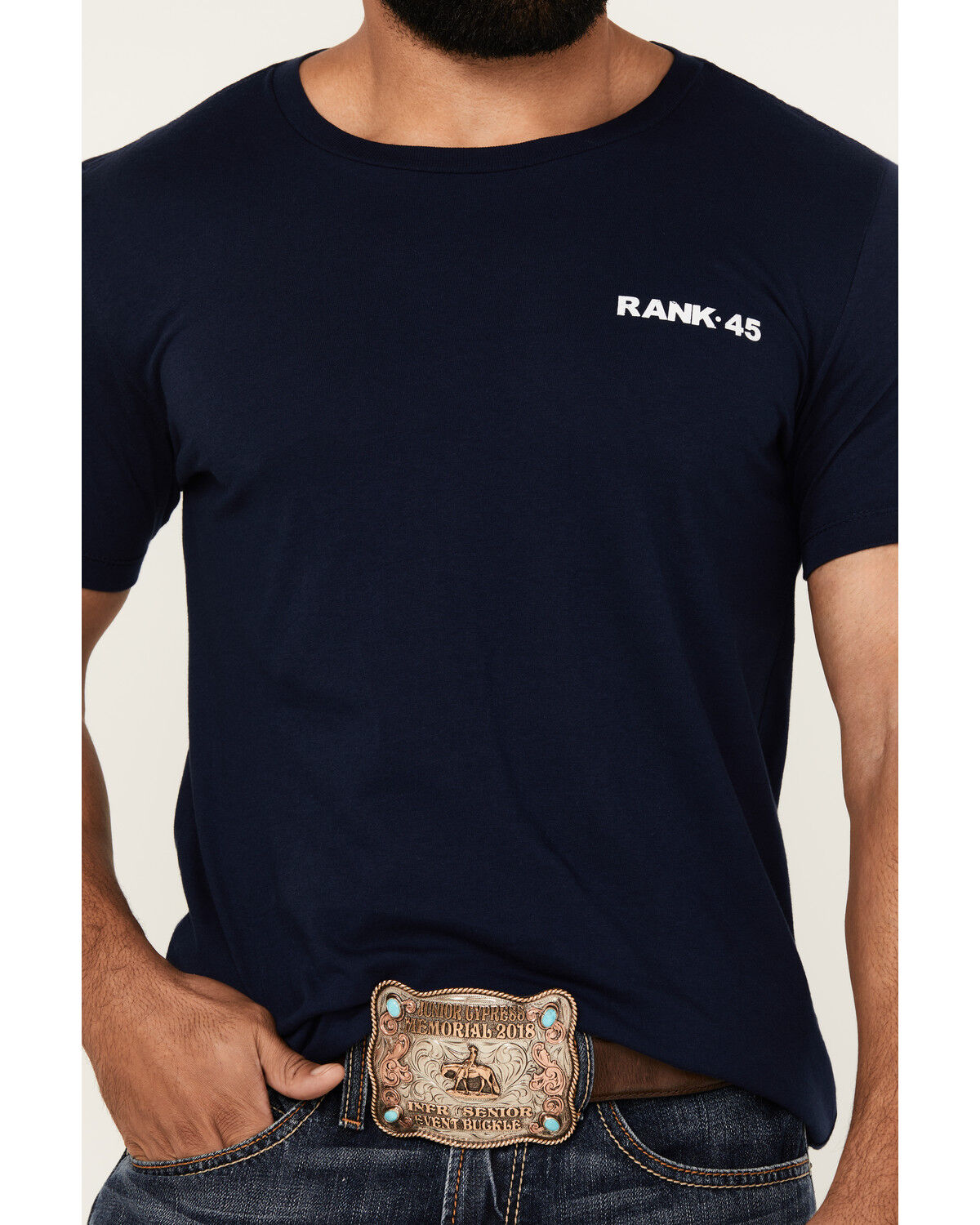 Image #3 - RANK 45® Men's Elliot Cowboy Short Sleeve Graphic T-Shirt, Navy, hi-res