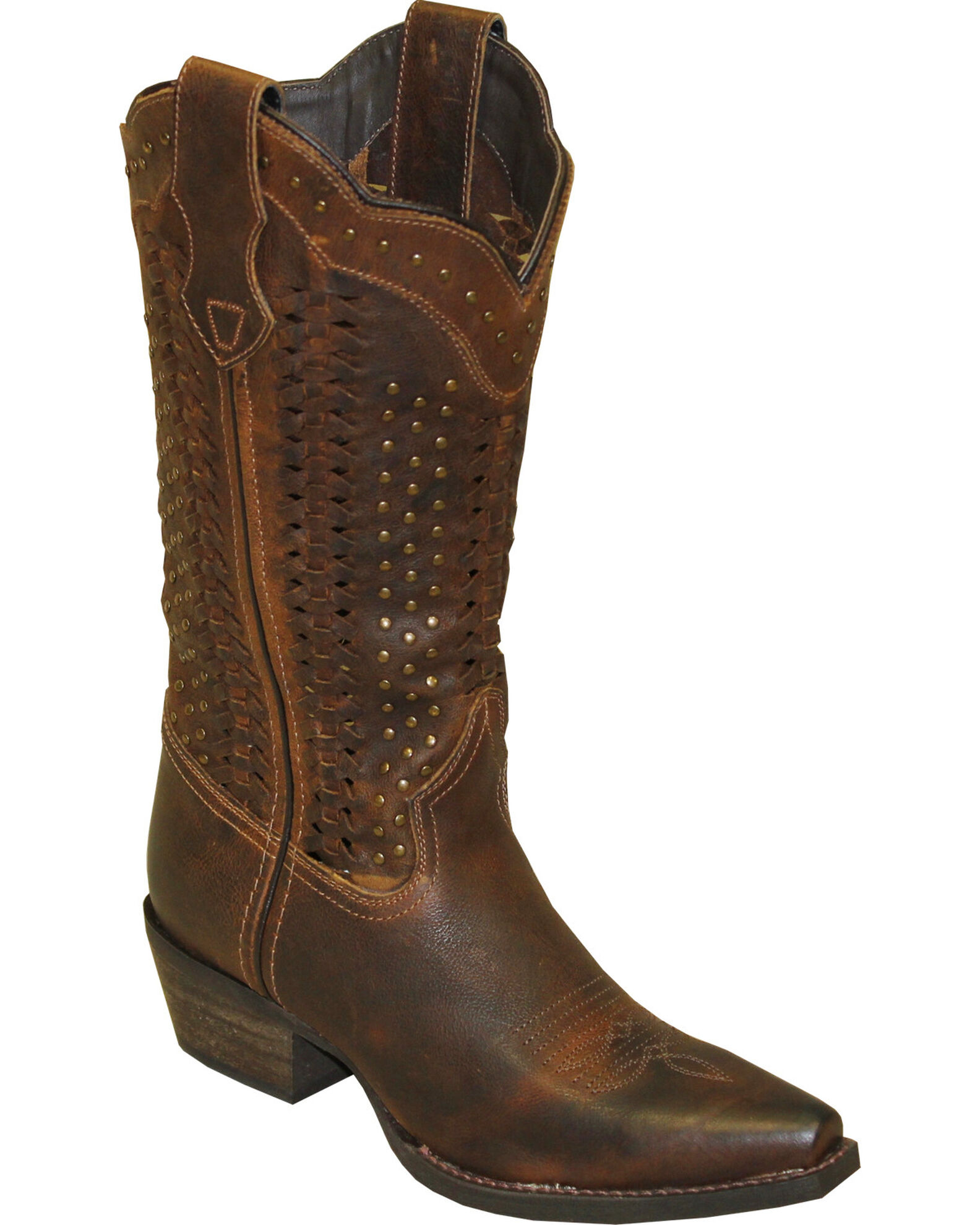 Rawhide by Abilene Scalloped and Weaving Western Boots Snip Toe Sheplers