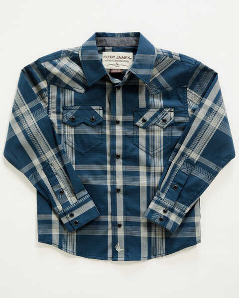 Cody James Toddler Boys' Plaid Print Long Sleeve Western Snap Shirt, Navy, hi-res