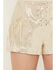 Image #2 - Wonderwest Women's Macrame Foiled Suede Shorts , Cream, hi-res