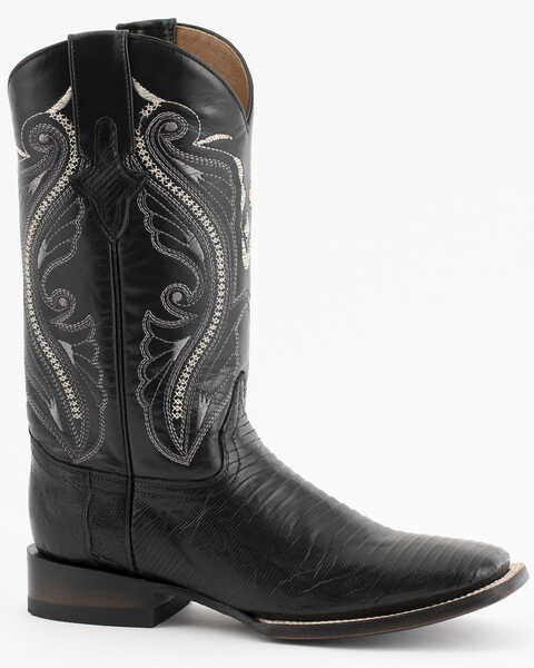 Ferrini Men's Lizard Western Boots - Square Toe, Black, hi-res