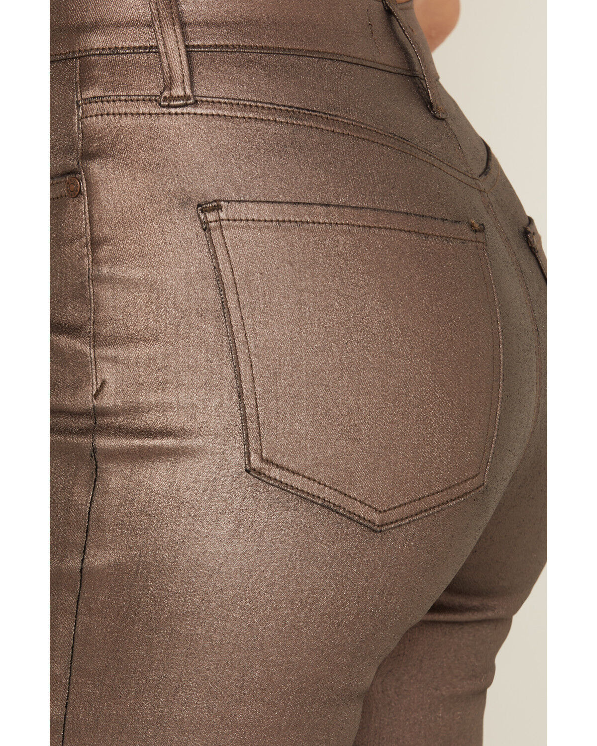 Image #4 - Daze Women's Sundaze High Rise Cropped Coated Stretch Pants, Brown, hi-res