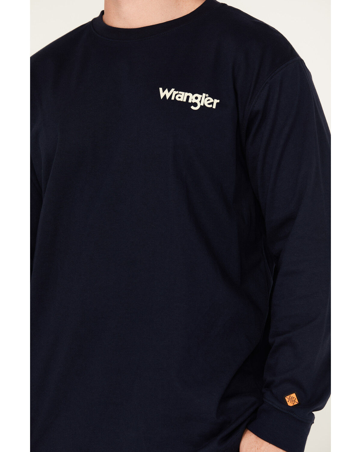 Image #4 - Wrangler Men's FR Skull Logo Long Sleeve Work Shirt, Navy, hi-res