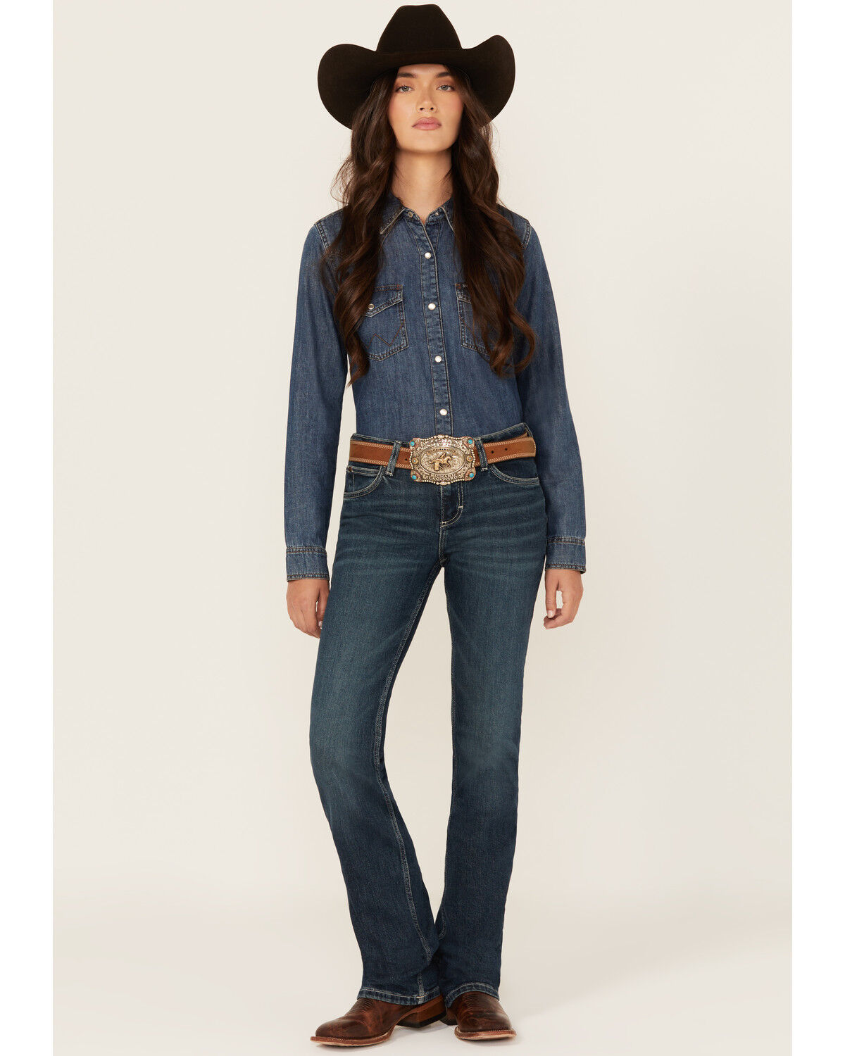 Image #3 - Wrangler Retro Women's Kayla Dark Wash Mid Rise Bootcut Stretch Denim Jeans, Dark Wash, hi-res