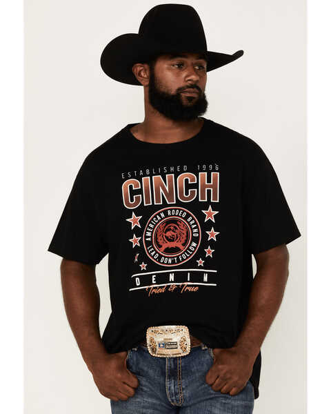 Image #1 - Cinch Men's American Rodeo Brand Graphic Logo T-Shirt, Black, hi-res