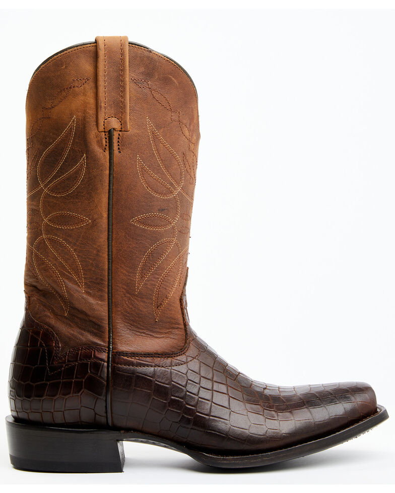Moonshine Spirit Men's Madison Brown Printed Leather Western Boots - Square Toe , Brown, hi-res
