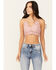 Image #1 - Wishlist Women's Strappy Lace Applique Scallop Lace Bralette, Pink, hi-res