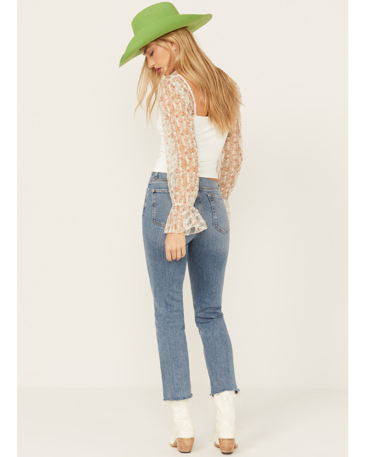 Image #3 - 7 For All Mankind Women's Medium Wash Logan Stovepipe High Rise Crystal Cropped Stretch Straight Jeans, Medium Wash, hi-res