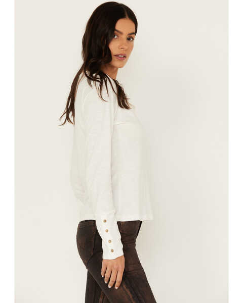 Image #2 - Idyllwind Women's Velvet Trim Henley Shirt, Off White, hi-res