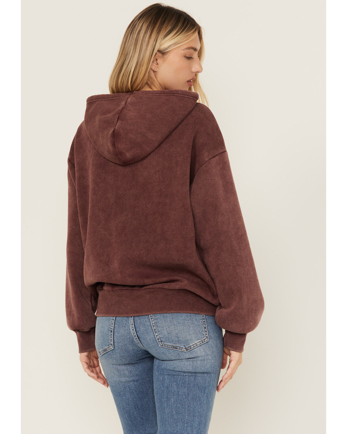 Image #4 - Youth in Revolt Women's Studded Star Graphic Hoodie, Burgundy, hi-res