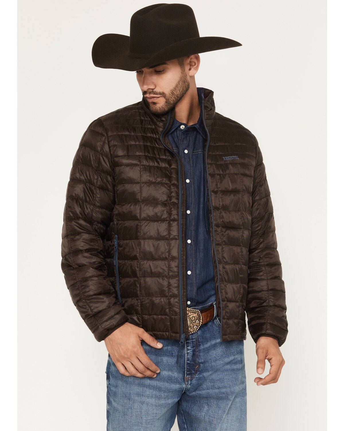 Image #1 - Resistol Men's Cold Bloq Puffer Jacket, Brown, hi-res