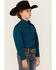 Image #2 - Panhandle Select Boys' Solid Long Sleeve Button-Down Stretch Western Shirt, Teal, hi-res