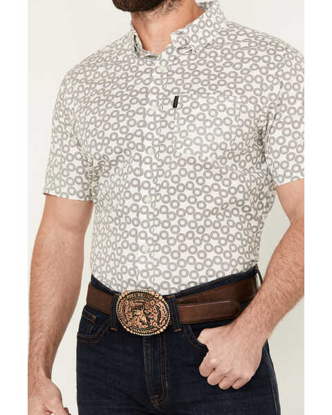 Image #3 - Ariat Men's Marc Geo Print Short Sleeve Button-Down Stretch Western Shirt , White, hi-res
