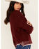 Image #2 - Revel Women's Whip Stitch Turtleneck Sweater, Burgundy, hi-res
