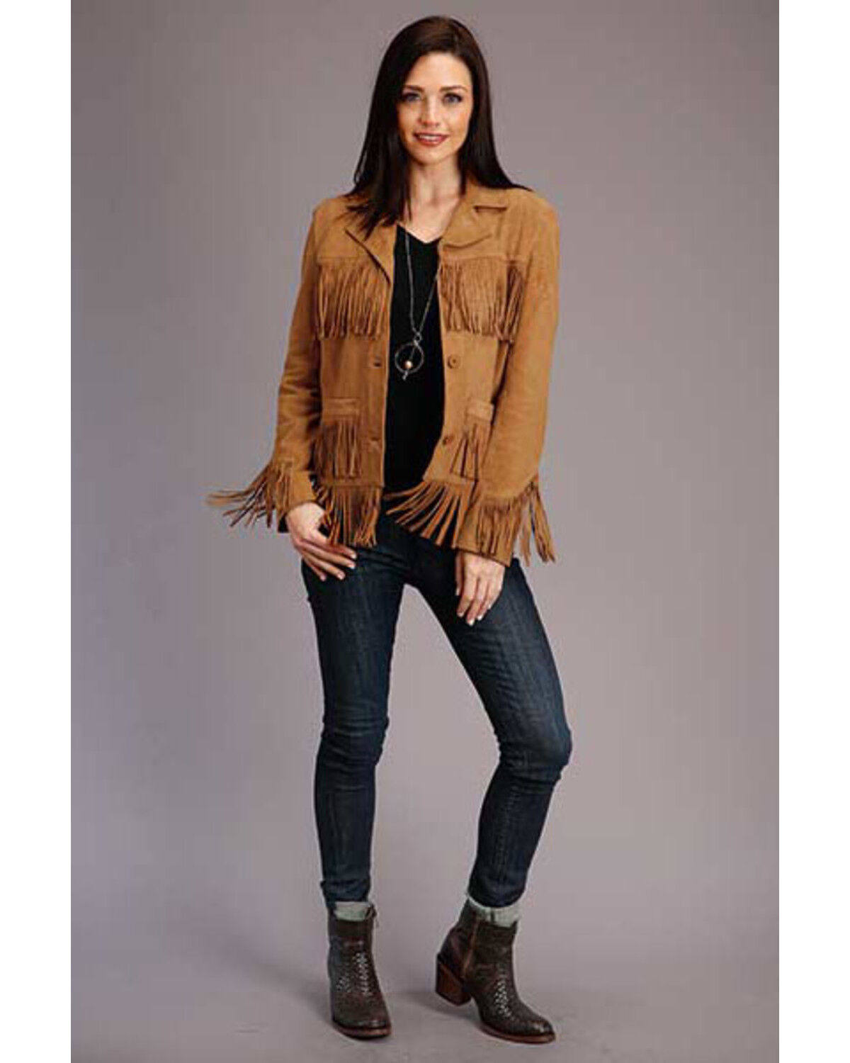 tan suede tassel jacket