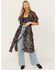 Image #1 - Angie Women's Floral Bird Print Ruffle Kimono , Black, hi-res