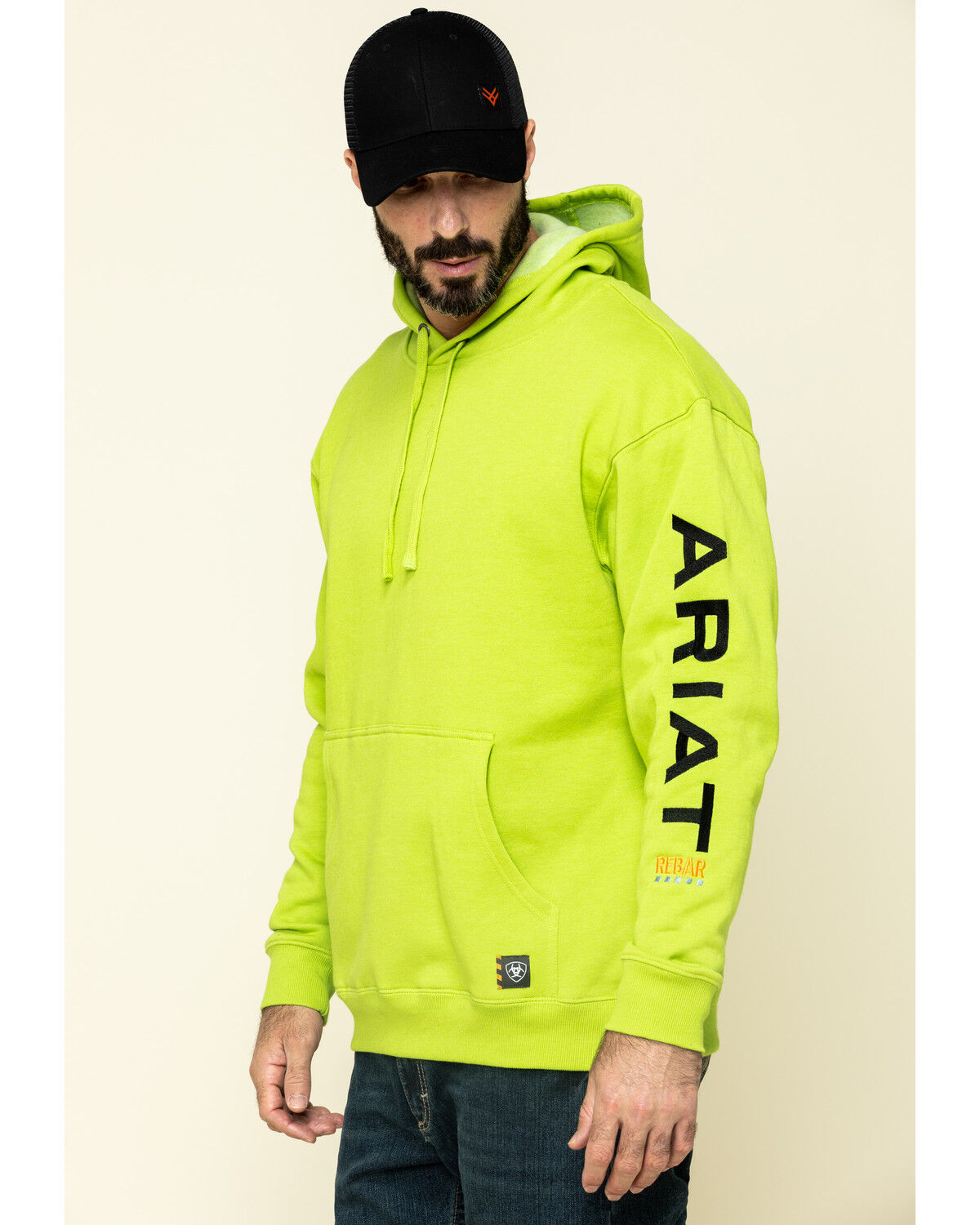 Image #3 - Ariat Men's Lime Heather Rebar Graphic Hooded Work Sweatshirt, Green, hi-res