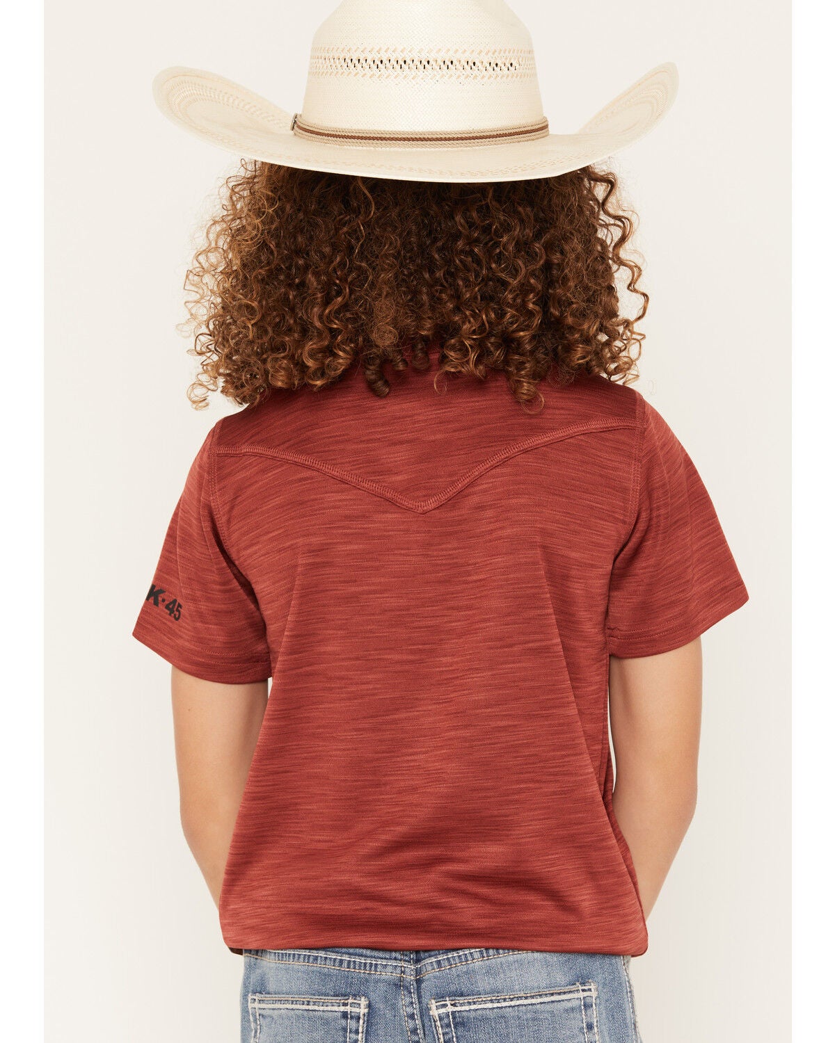 Image #4 - RANK 45&reg; Boys' Heeler Solid Short Sleeve Button-Down Polo Shirt, Brick Red, hi-res
