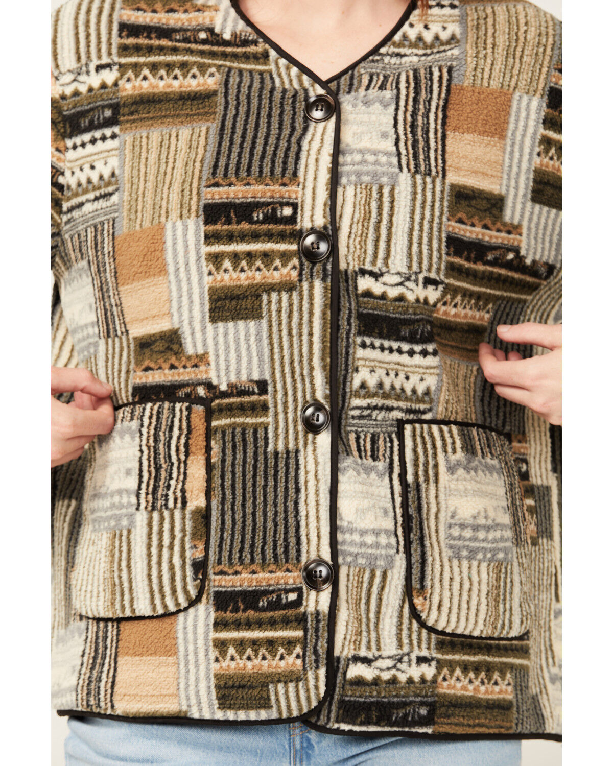 Image #3 - Miss Me Women's Multi Striped Print Button-Down Jacket, Multi, hi-res