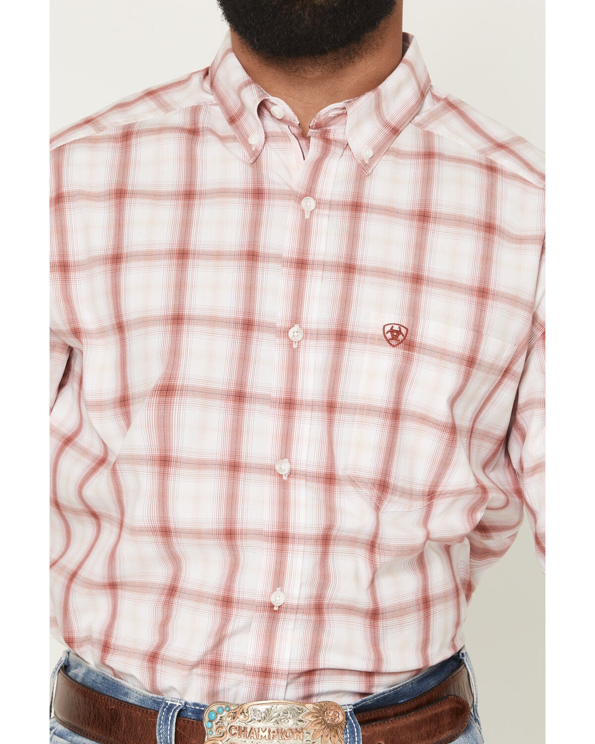 Image #3 - Ariat Men's Pro Series Tilly Plaid Print Short Sleeve Button-Down Western Shirt, Pink, hi-res