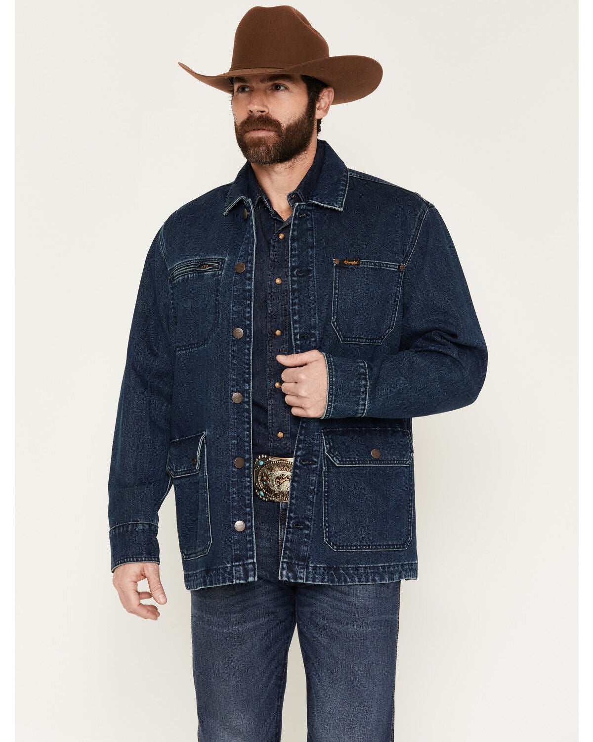Wrangler Men's Dark Wash Unlined Chore Denim Jacket, Dark Wash, hi-res