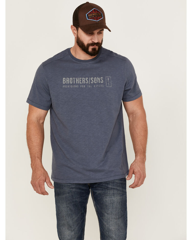 Brothers & Sons Men's Mercentile Weathered Slub Graphic Short Sleeve T-Shirt , Blue, hi-res
